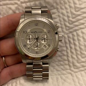 Micheal Kors silver oversized chronograph watch